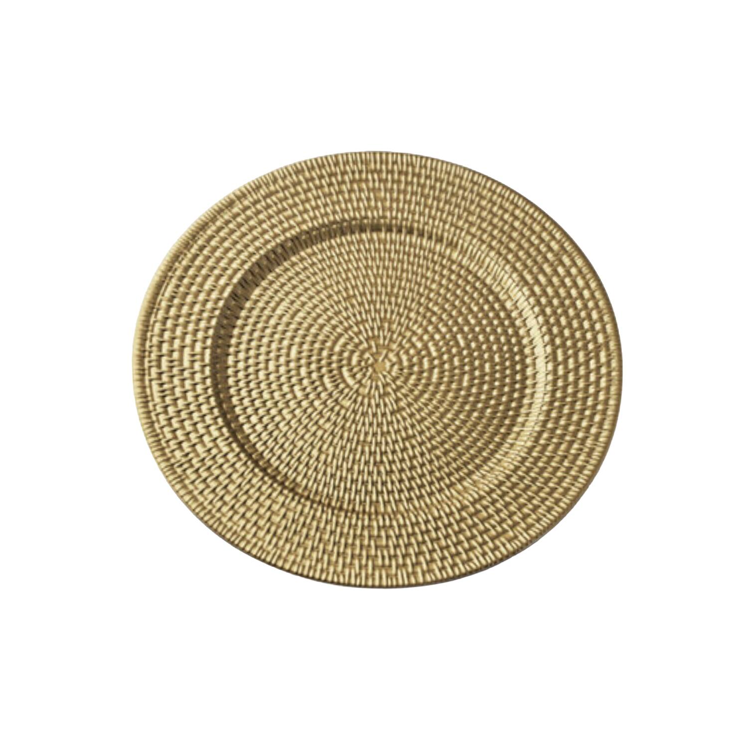 Front. American Atelier - Suzani Gold Plated Set of 4 Charger Plates 13"D - Gold.