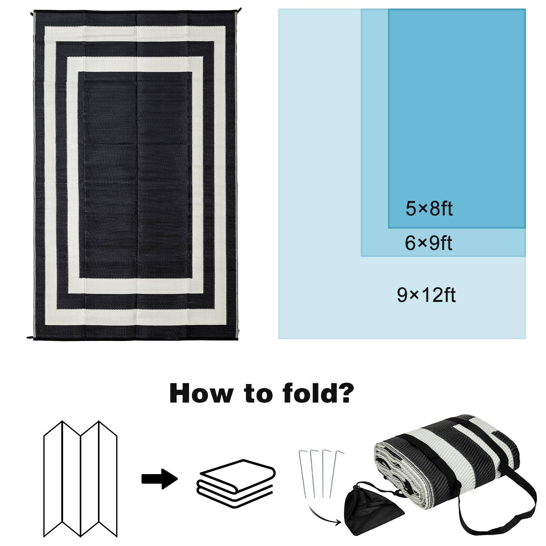 5x8ft  
6x9ft  
9x12ft  

How to fold?