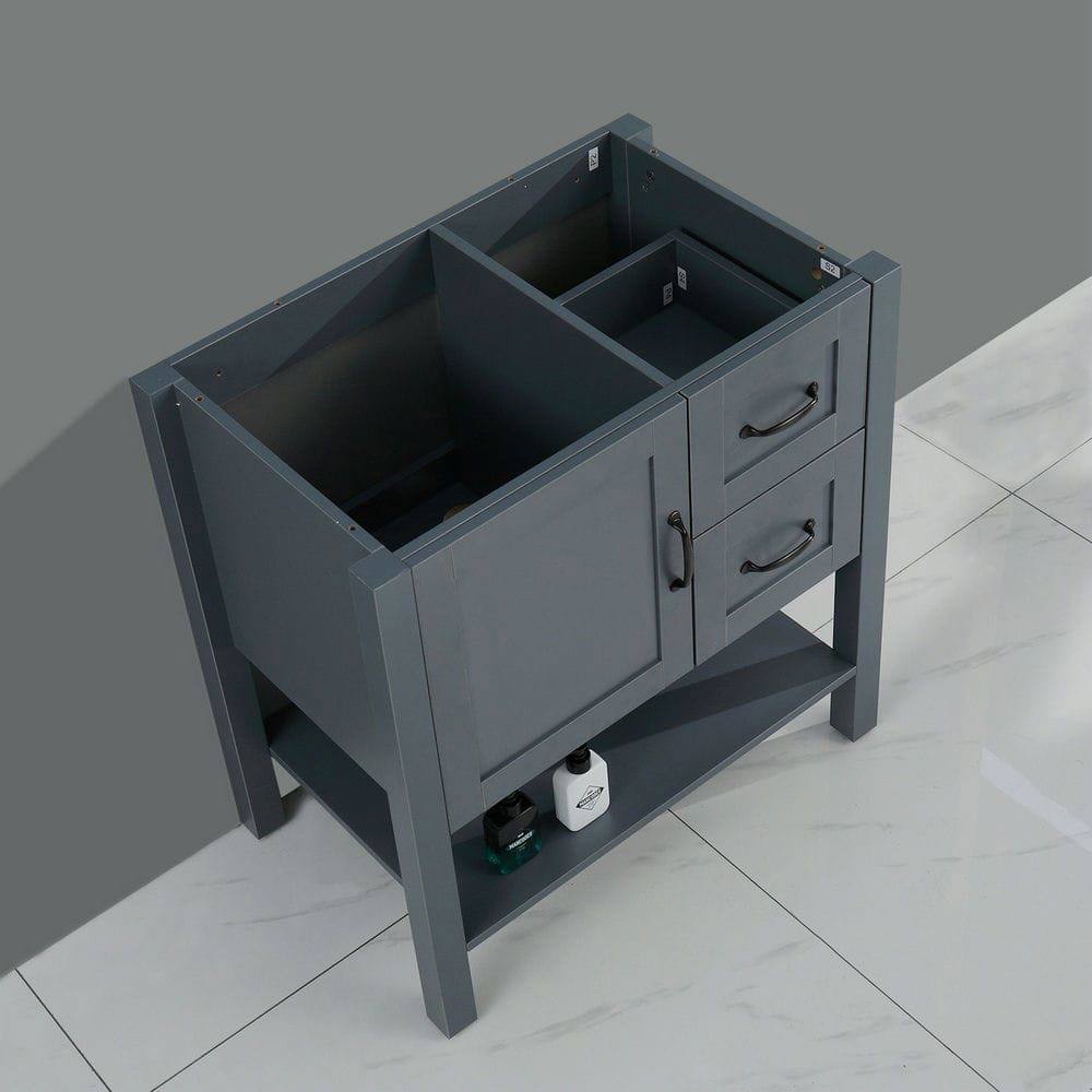 Back. Kadyn - 30in Gray Bathroom Vanity - Includes Mirror & Top Only, Gray - Gray.