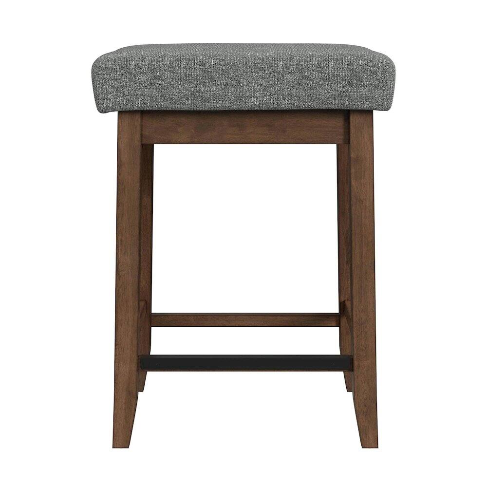 Alt View 1. Picket House Furnishings - Veronica Kitchen Island & 2 Counter Stools with Dark Grey Fabric in Walnut - Walnut.