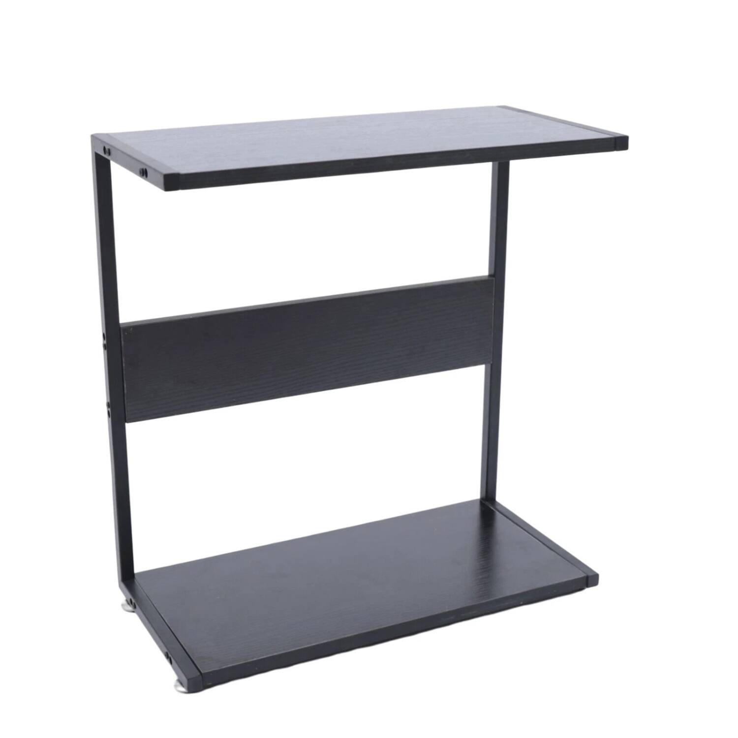 Left. Stock Preferred - 2-Tier Under Desk Computer Tower Stand with Rolling Wheels - Black.
