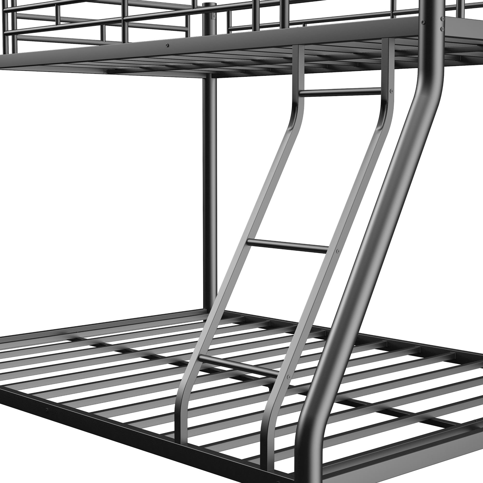 Alt View 1. GOODSILO - Twin Over Full Metal Bunk Bed with Removable Stairs and Integrated Storage, Heavy Duty Frame for Teenagers and Adults - Black.