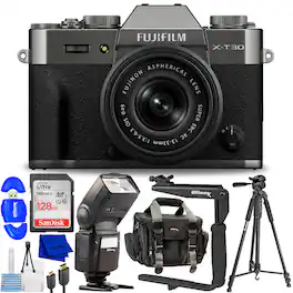 Fujifilm - X-T30 III Mirrorless Camera with 13-33mm Lens (Charcoal Silver) Bundle