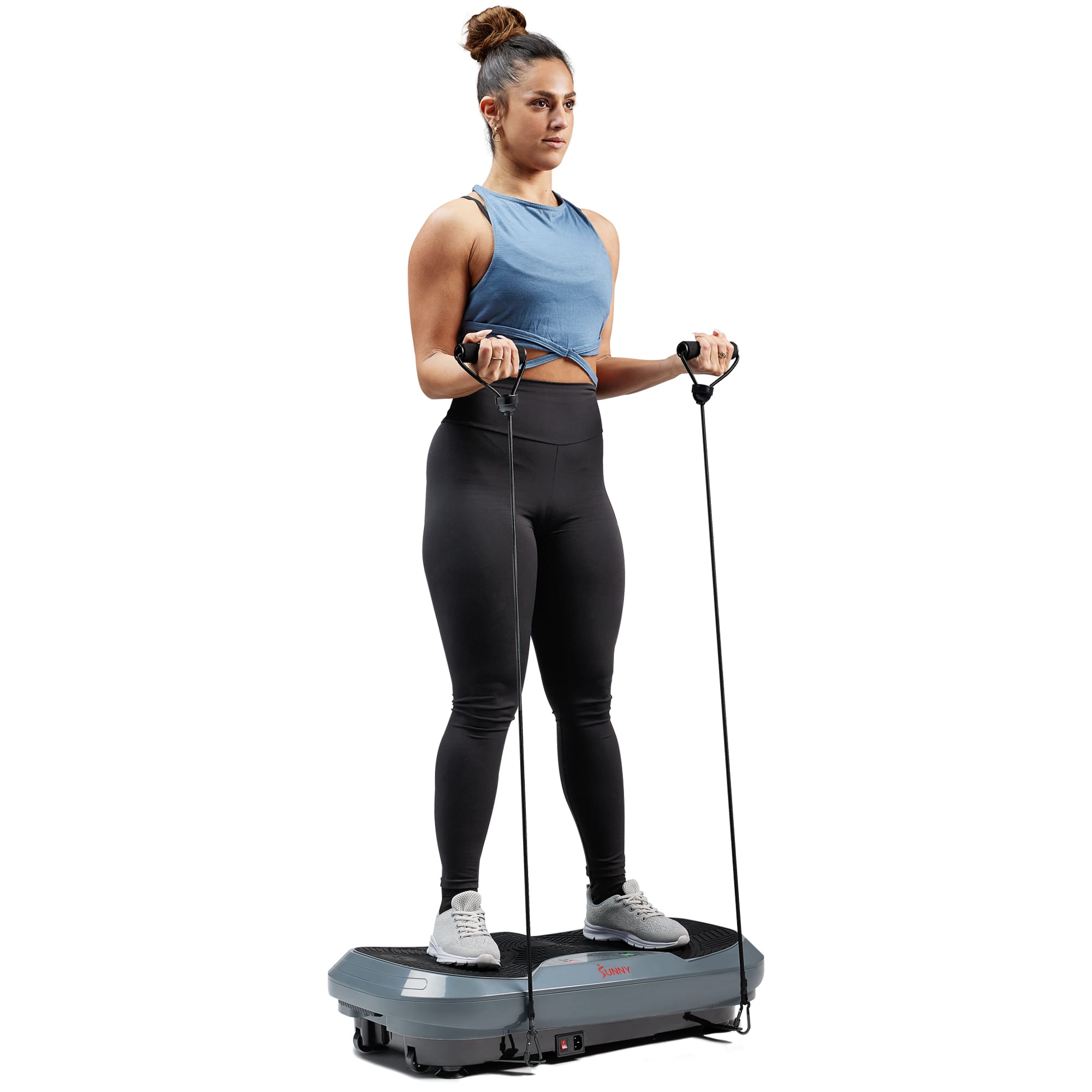 Sunny Health & Fitness - Fitboard 3D Vibration Platform with Resistance Band - Gray