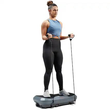 Front. Sunny Health & Fitness - Fitboard 3D Vibration Platform with Resistance Band - Grey.