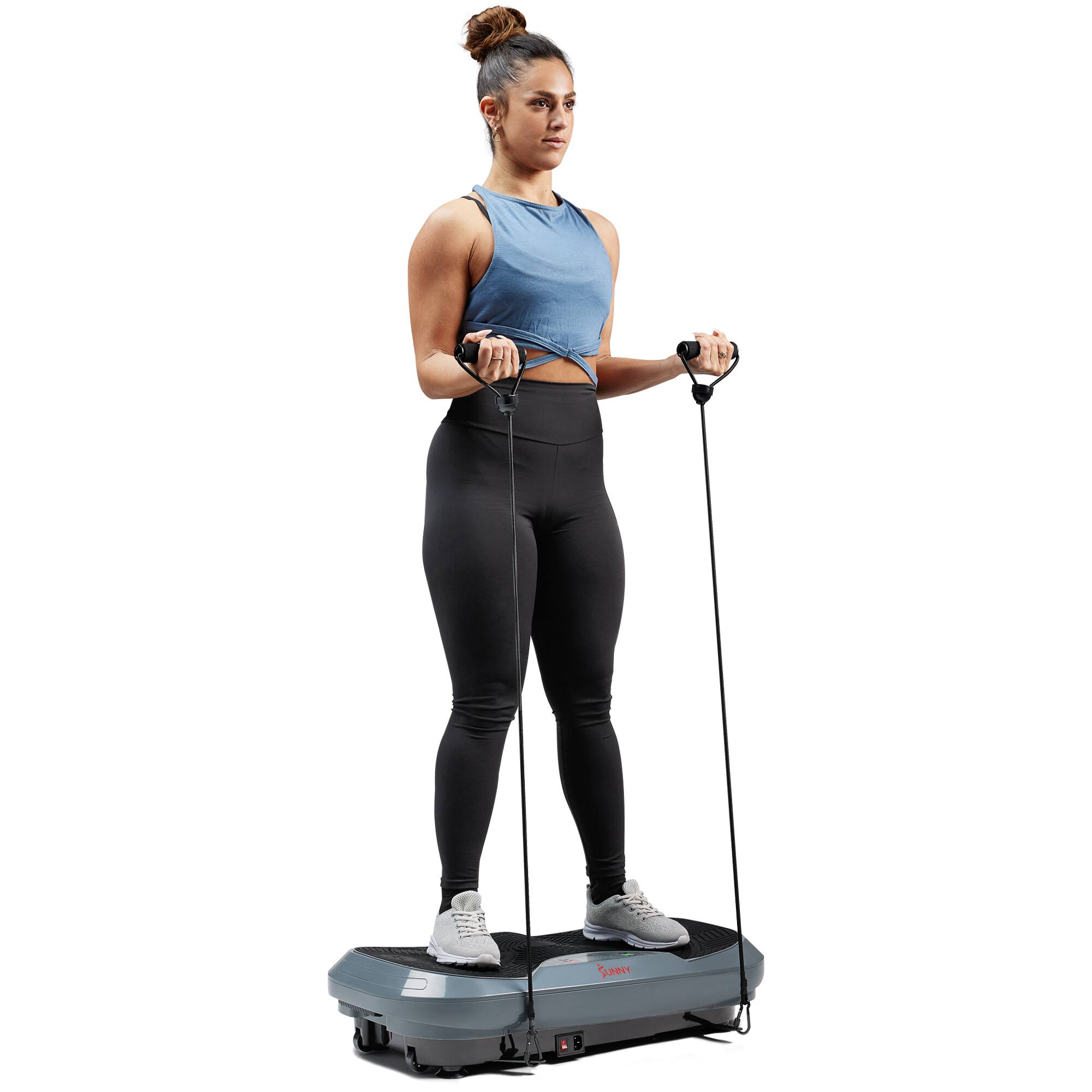 Sunny Health & Fitness - Fitboard 3D Vibration Platform with Resistance Band - Gray