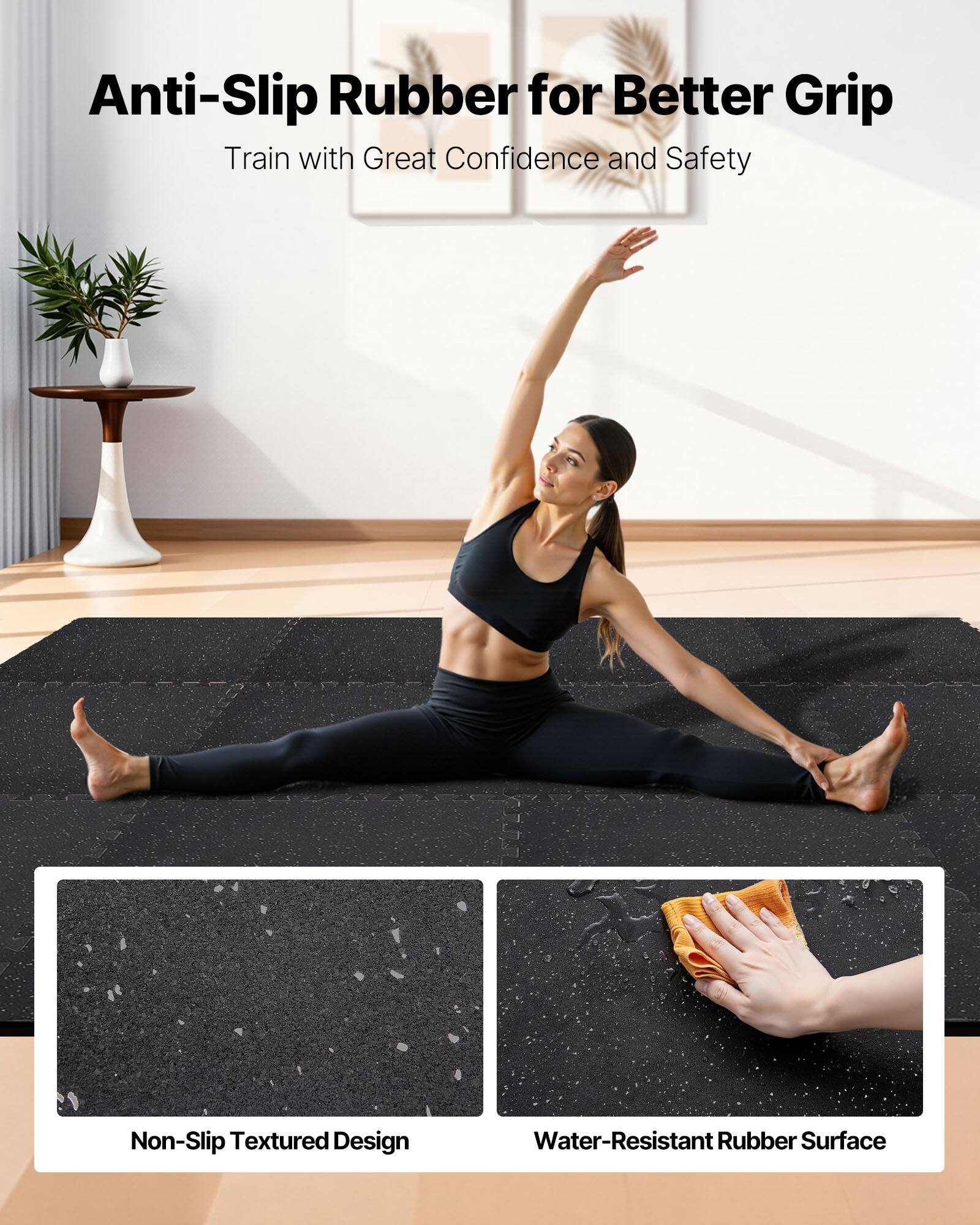 Anti-Slip Rubber for Better Grip  
Train with Great Confidence and Safety  

Non-Slip Textured Design  
Water-Resistant Rubber Surface