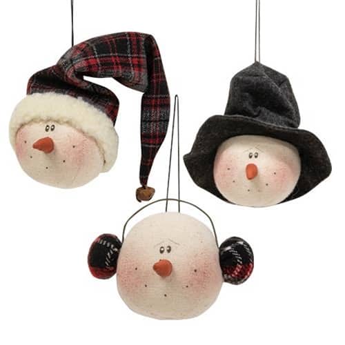 BreeBe - 3/Set Snowman Head Ornaments - Multi