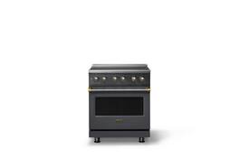 Viking - 30 in. Wide 4 Elements Pro 5 Series 4.7 Cu. Ft. Freestanding Induction Convection Range - w. Brushed Brass - Cast Black