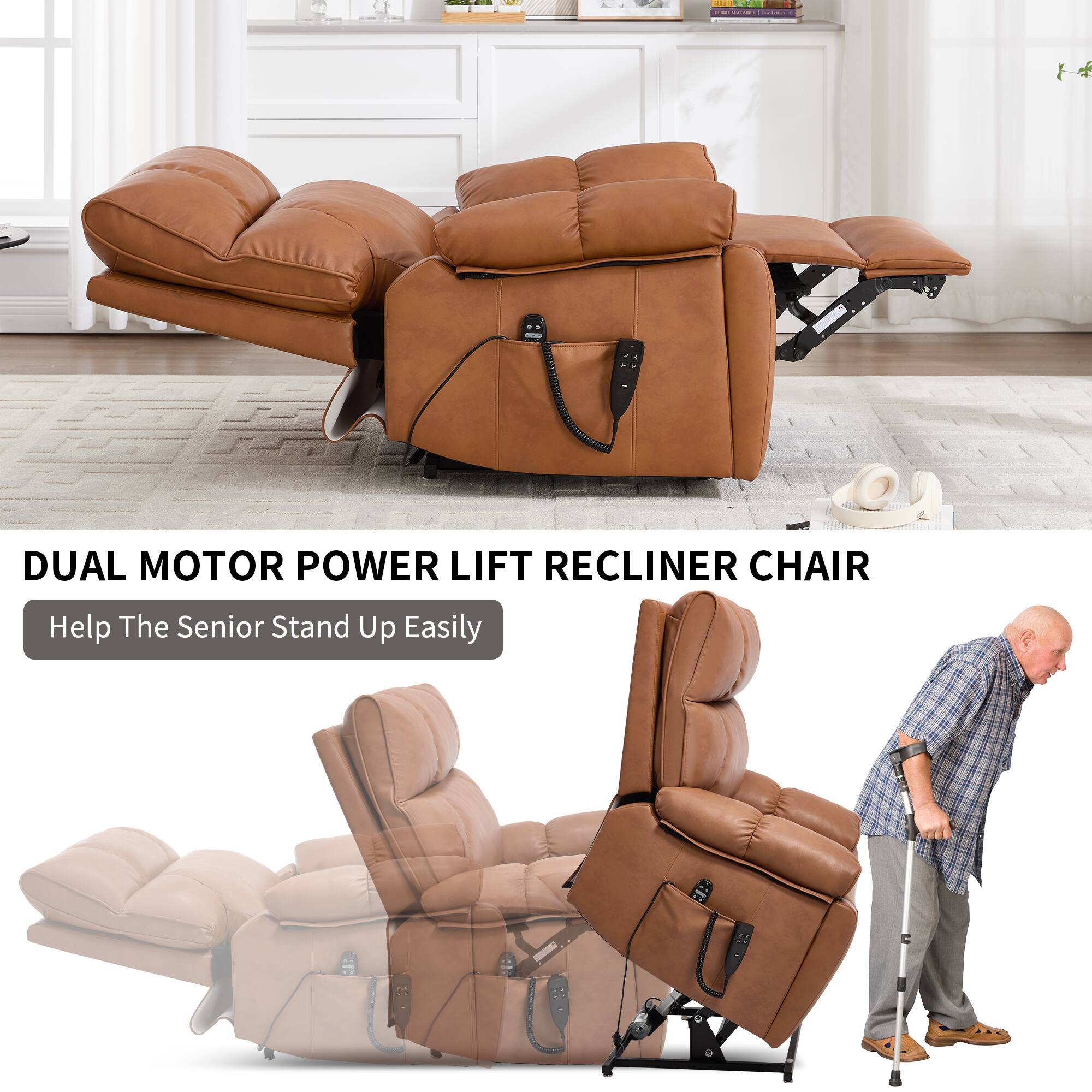DUAL MOTOR POWER LIFT RECLINER CHAIR  
Help The Senior Stand Up Easily