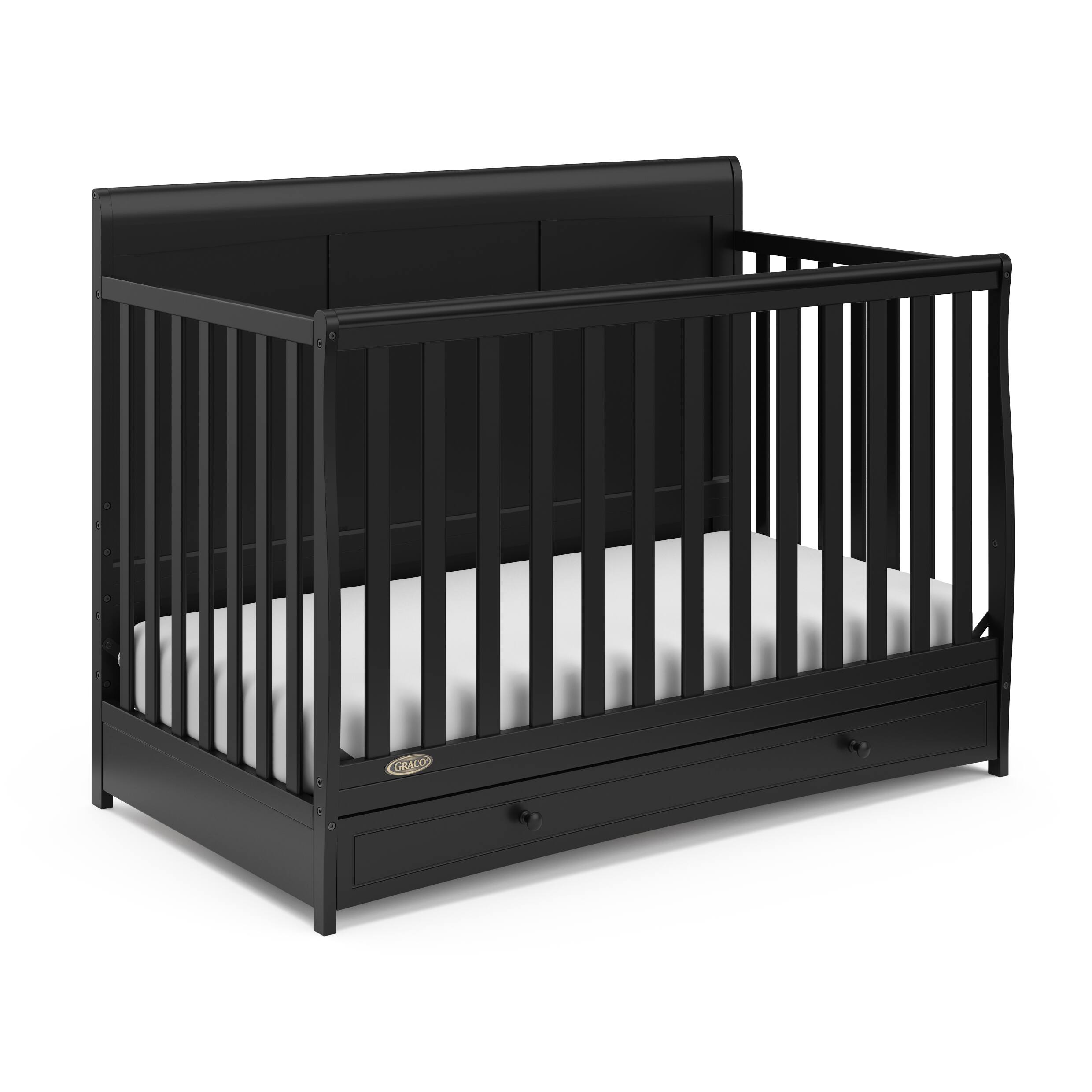 Front. Graco - Asheville 4-in-1 Crib with Drawer - Black.