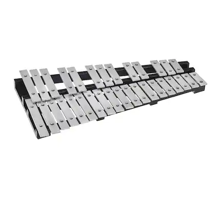 Front. VEVOR - 32 Note Glockenspiel Xylophone Bell Kit, Percussion Instrument with Mallets, Drum Sticks and Carrying Bag, Professional - Silver.