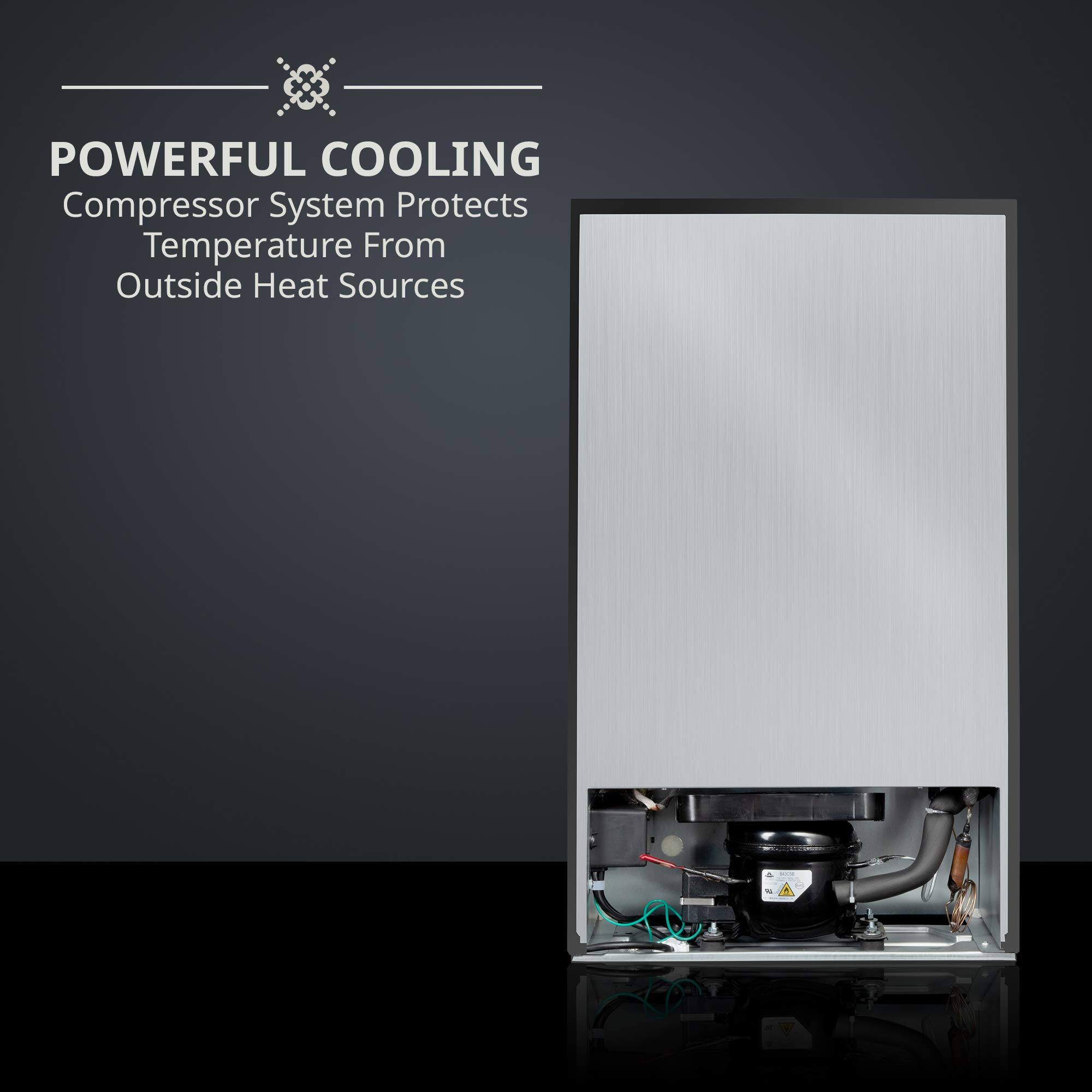 POWERFUL COOLING  
Compressor System Protects Temperature From Outside Heat Sources