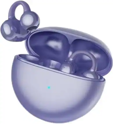 Front. RISOKEYS - Wireless Bluetooth Earbuds, Noise Cancelling & Waterproof for Running, Gym - Open-Ear Comfort for Men and Women,Purple.