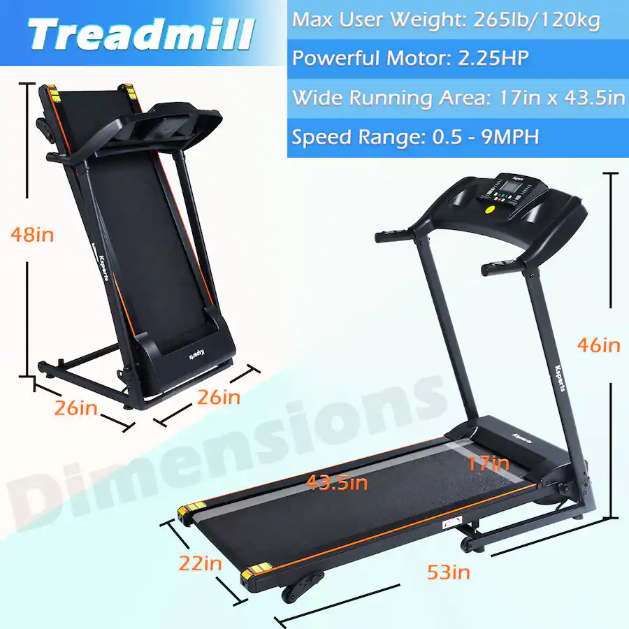 Running Machine Dims Ksports Multi Functional Electric Treadmill Cardio Strength Training ...