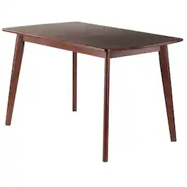 FurniFact - Rectangular Solid Wood Dining Table With Smooth Edges For Kitchen Or Dining - Walnut