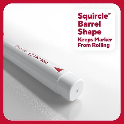 Sure, here is the corrected and grouped text:

---

**Squirrel™ Barrel Shape**  
Keeps Marker From Rolling

**D1 Eraser**  
**CJ TRU RED**