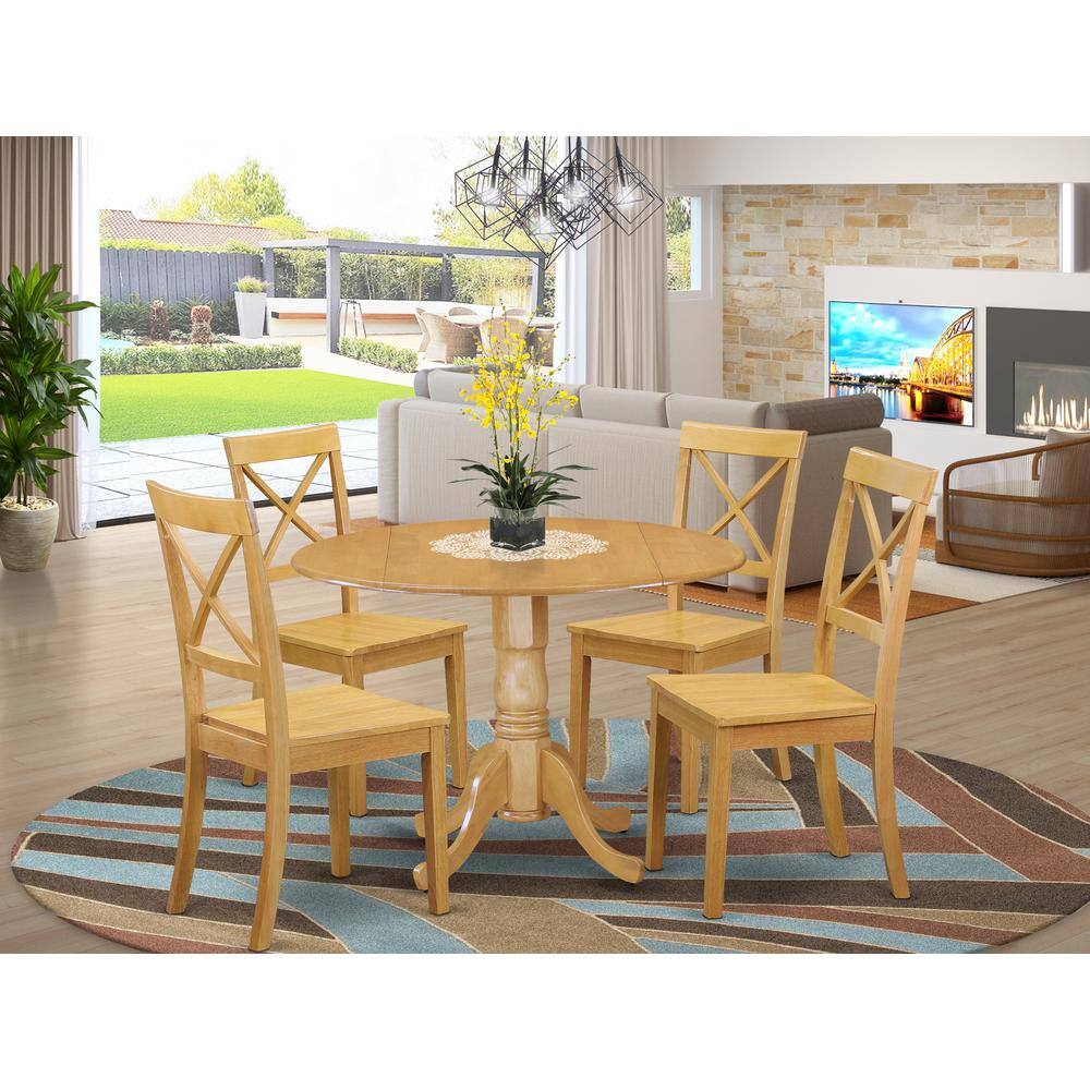 Left. East West Furniture - Dining Room Set Oak - Brown.