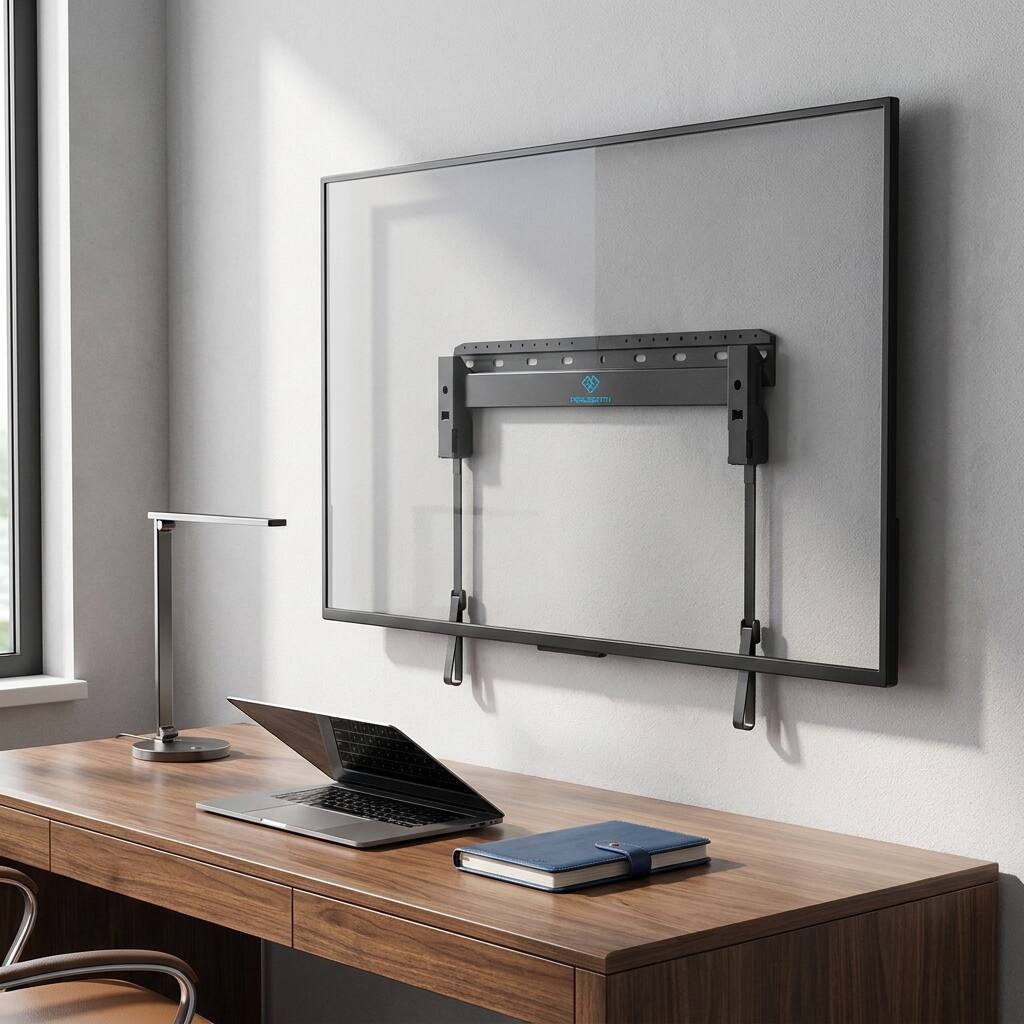 Alt View 2. Perlesmith - Studless TV Wall Mount for 26-55 Inch Flat Screen TVs, Low Profile Fixed Bracket, Max VESA 400x400mm, up to 100 lbs - Black.