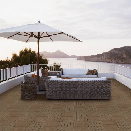 Alt View 9. Winado - 27PCS Plastic Interlocking Deck Tiles 11.8x11.8" Flooring Tiles for Indoor Outdoor Patio Porch Poolside Balcony Backyard - Light Coffee & 5 Vertical Lines.