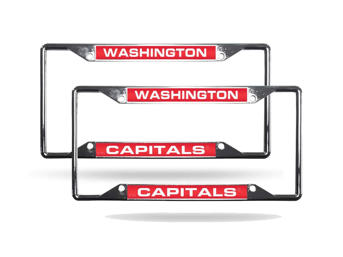 Rico Industries - Washington-Hockey-Capital's (Set of 2) All Corner EZ View Chrome Metal Laser Cut License Plate Frames - Multi