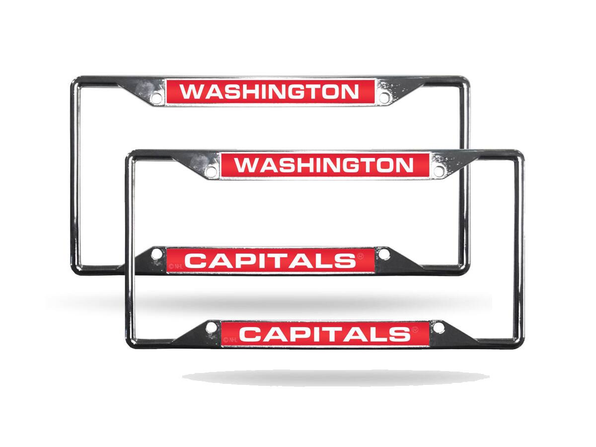 Washington Capitals NHL (Set of 2) All Corner EZ View Chrome Metal Laser Cut License Plate Frames