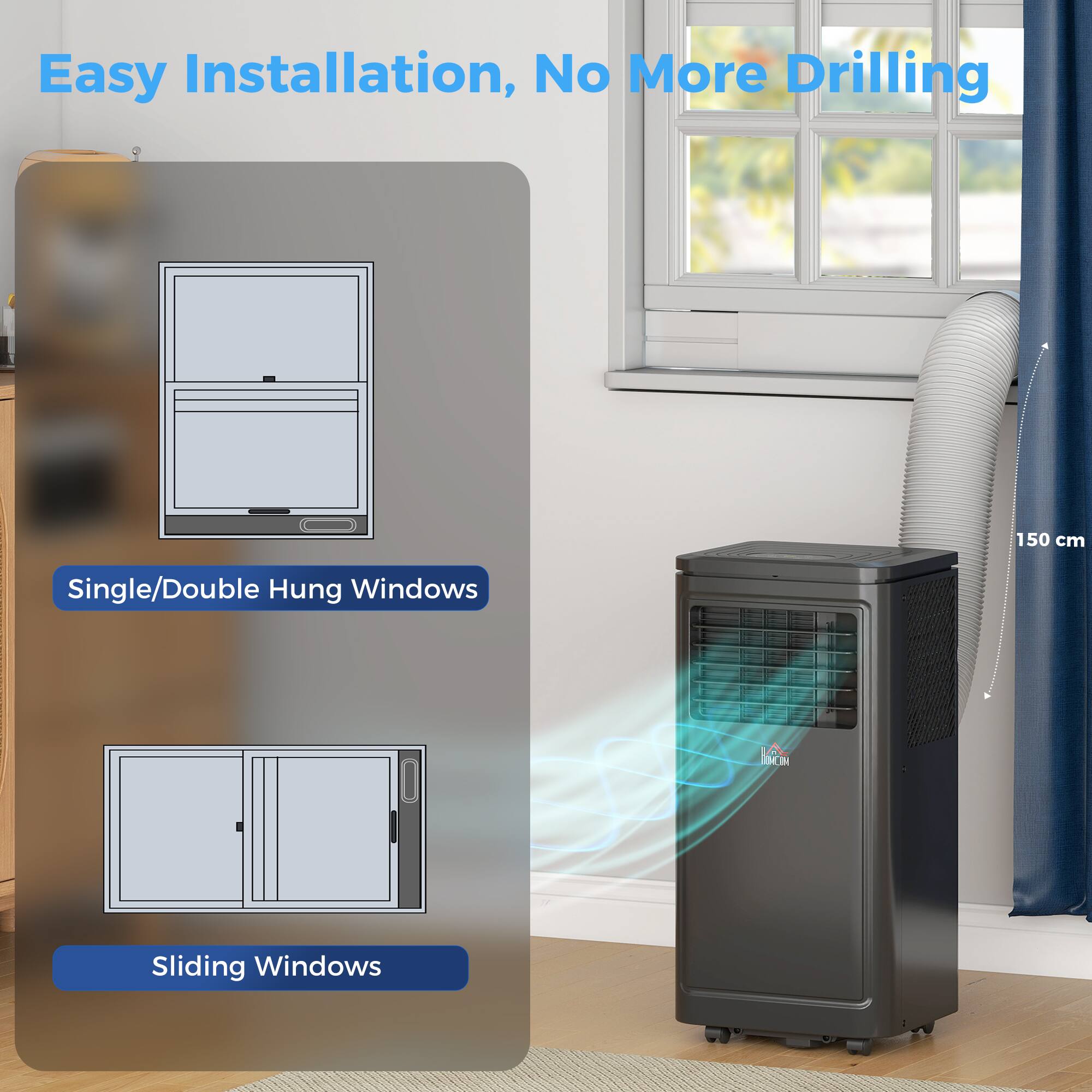 Easy Installation, No More Drilling  
150 cm Single/Double Hung Windows  
Sliding Windows