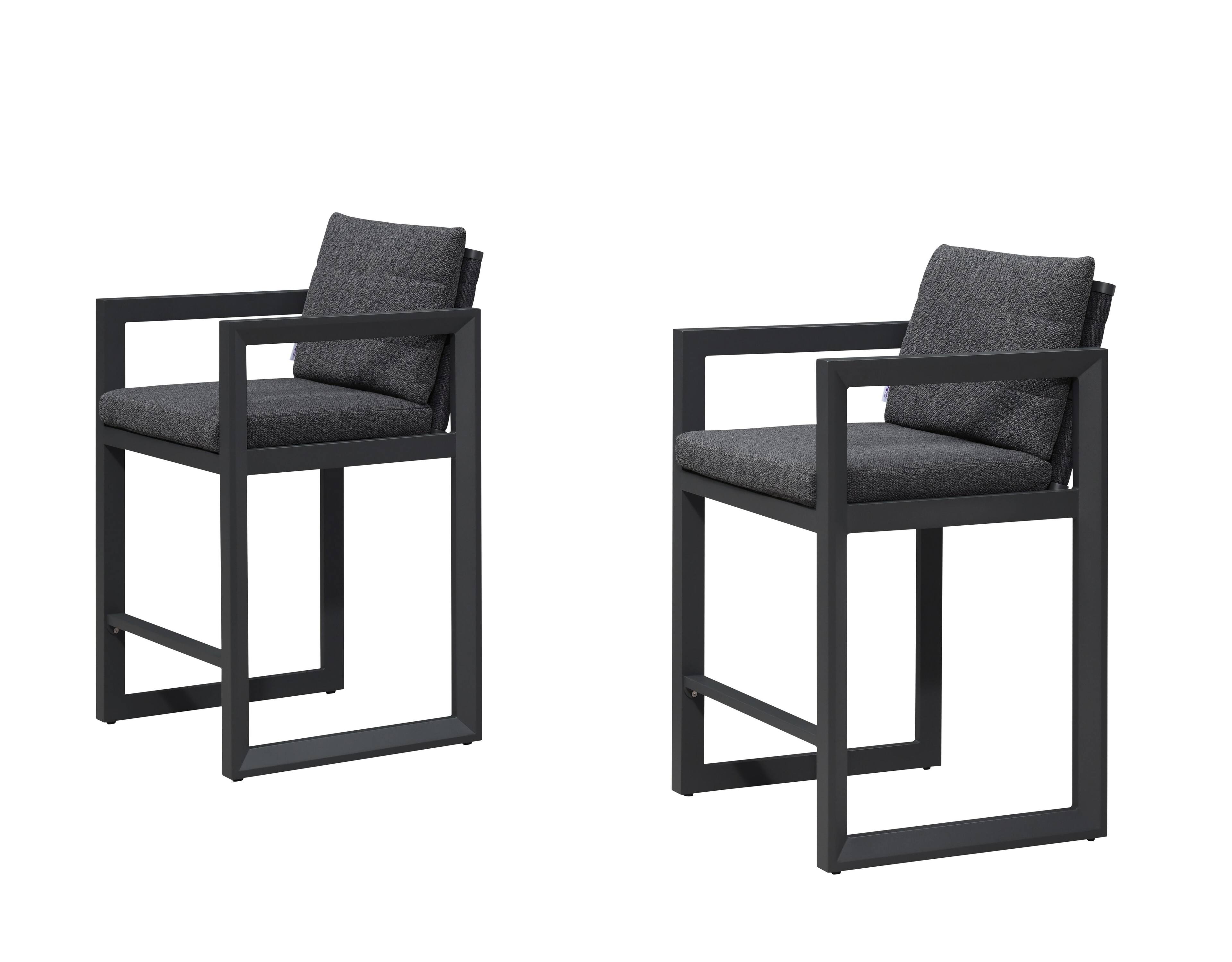 Alt View 10. PURPLE LEAF - Outdoor Caesar Bar Stools Set of 2 Modern Aluminum Barstools with Stainless Removable Cushion for Kitchen Outside Island - Dark Grey-Counter Stool.