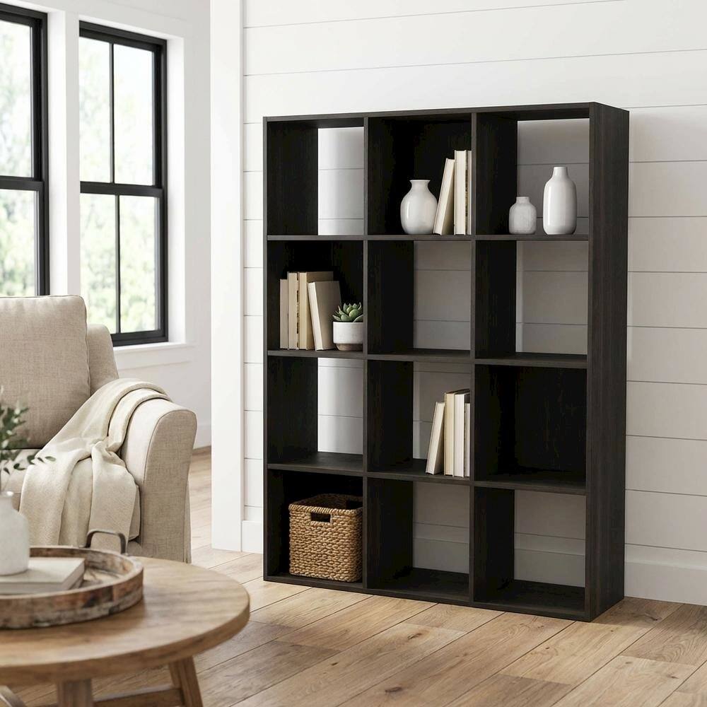 Left. FurniFact - Engineered Wood bookcase with open shelves for home or office storage - Espresso.