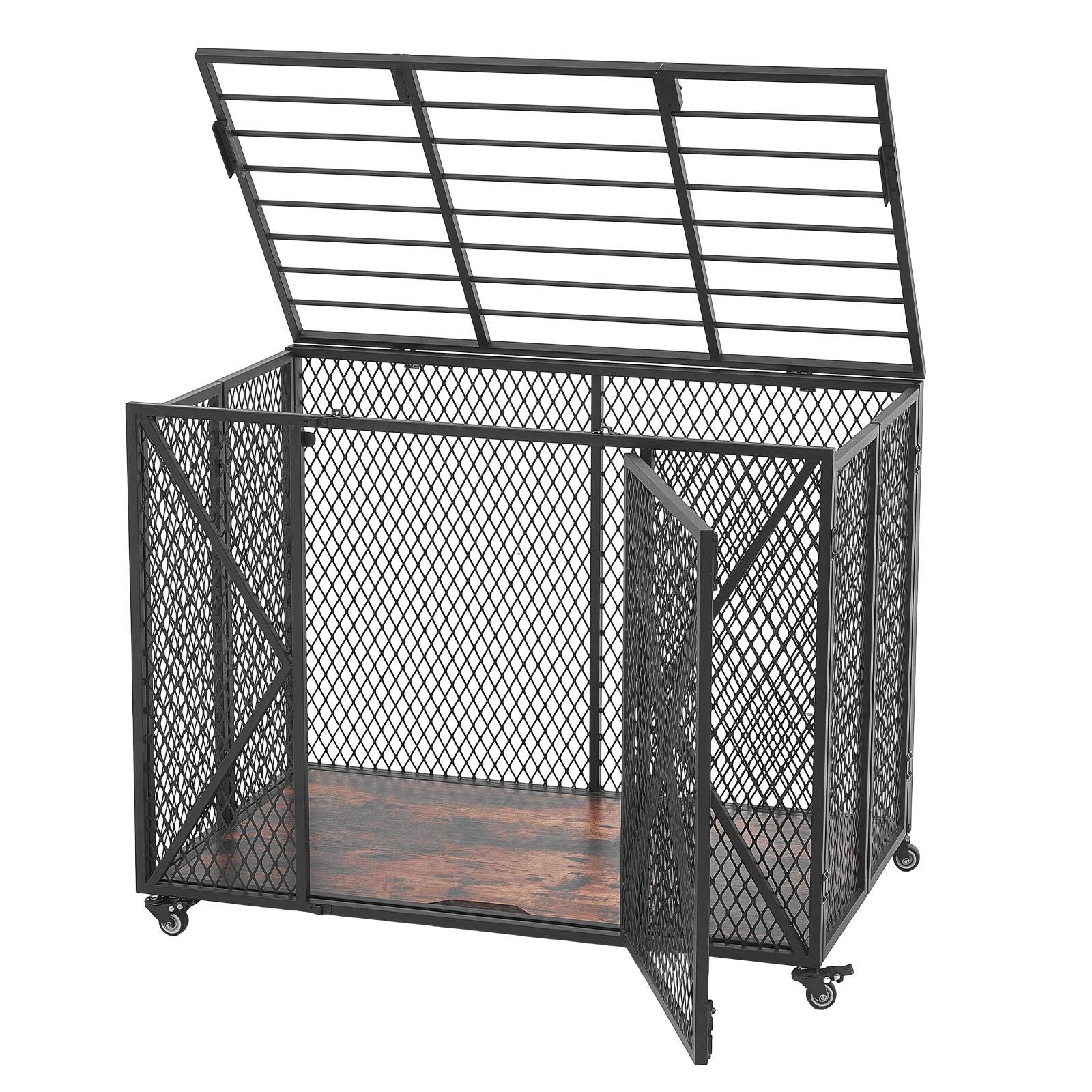 Alt View 5. VEVOR - 38 Inch Heavy Duty Dog Crate, Max Load 250 lbs, Foldable Indestructible Escape-Proof Dog Kennel Indoor for High Anxiety - Black.