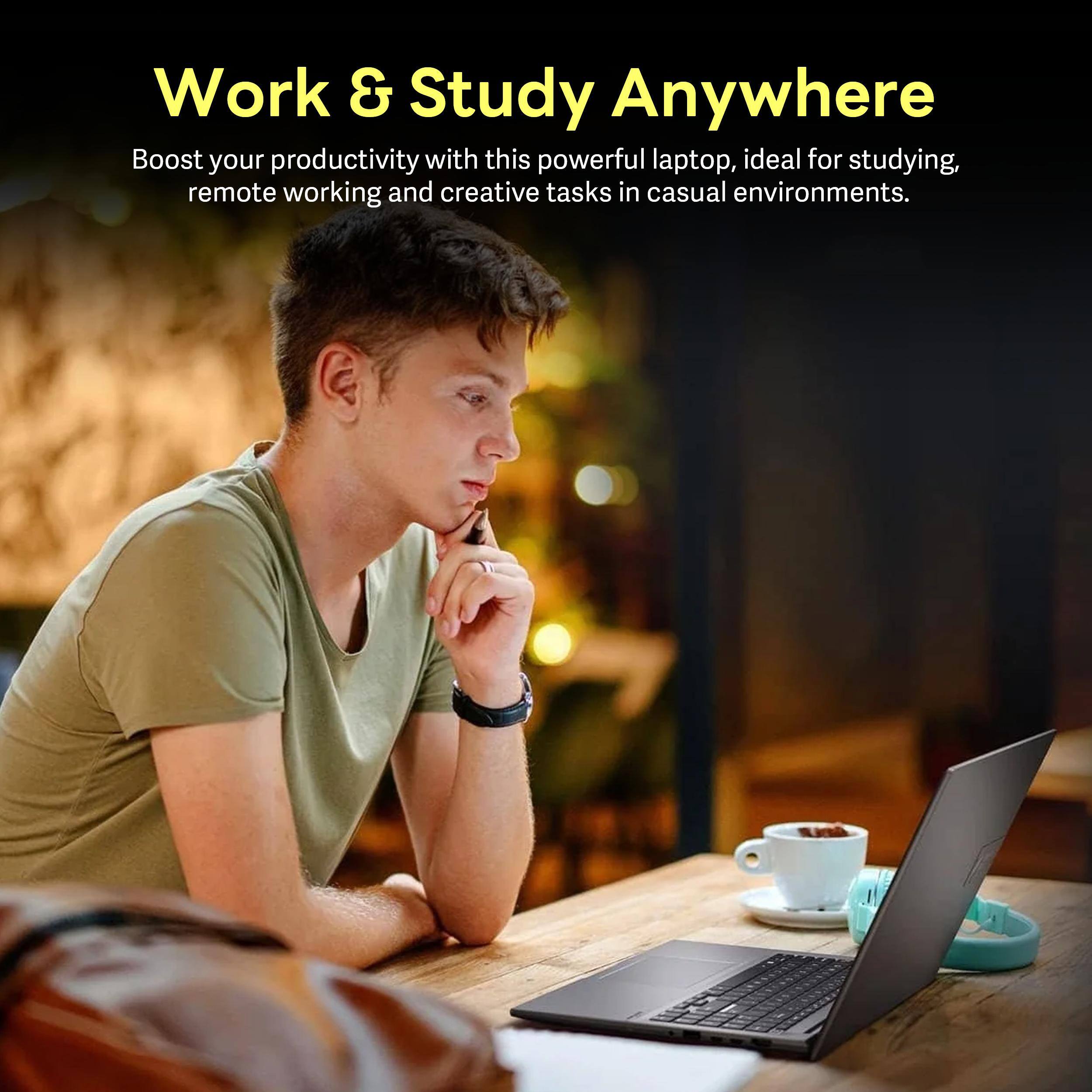 Work & Study Anywhere

Boost your productivity with this powerful laptop, ideal for studying, remote working and creative tasks in casual environments.