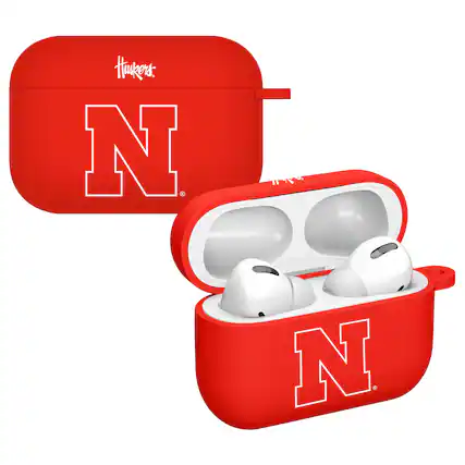 Front. Affinity Bands - Nebraska Huskers AirPods Pro Silicone Case Cover - Red.