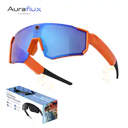 Auraflux - Polarized lenses AI Sport Glasses with Camera - Orange with polarized lenses