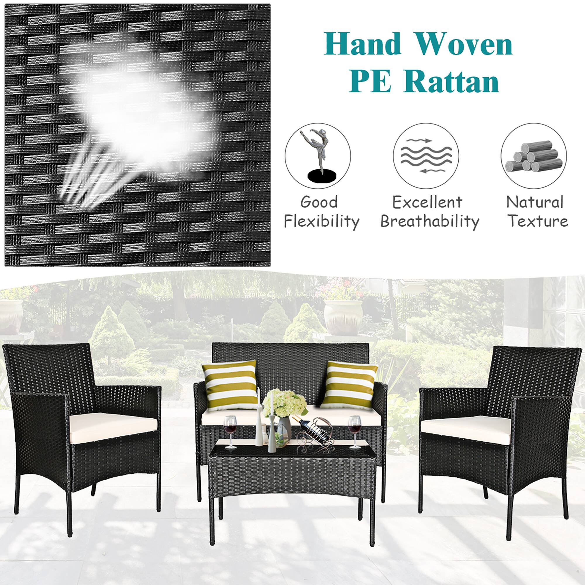 Hand Woven PE Rattan, Good Flexibility, Excellent Breathability, Natural Texture