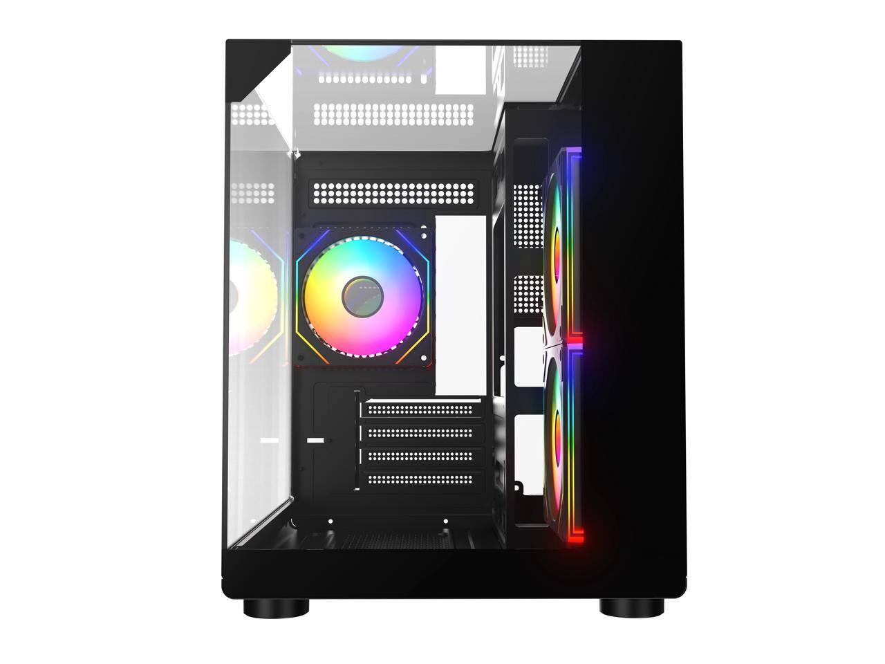 Alt View 3. DIYPC - DIYPC ARGB-DC100-BK Black Micro ATX Case w/ 3 ARGB PWM Fans - Black.