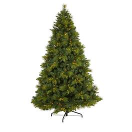 BreeBe - 7.5’ Carolina Pine Xmas Tree w/470 LEDs, 1895 Tips & Cones - Green