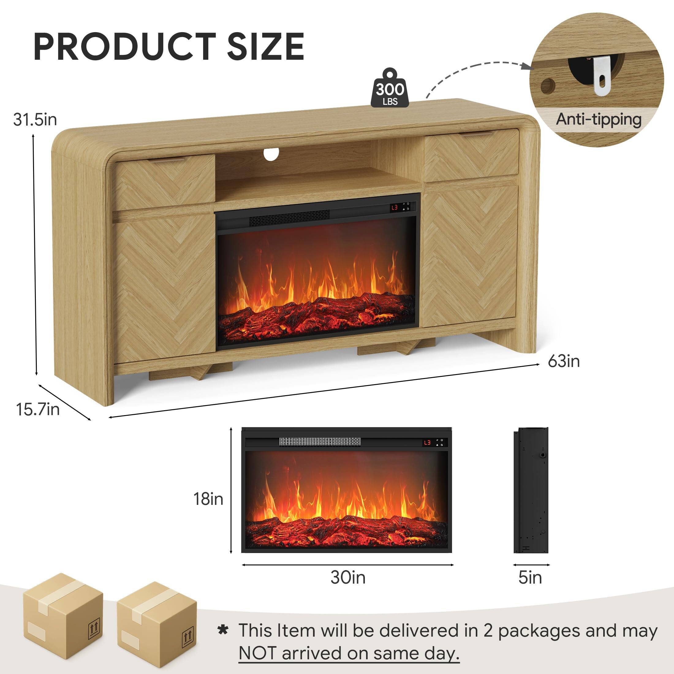 PRODUCT SIZE  
31.5in  
300 LBS  
Anti-tipping  
63in  
15.7in  
18in  
30in  
5in  

This Item will be delivered in 2 packages and may NOT arrive on the same day.