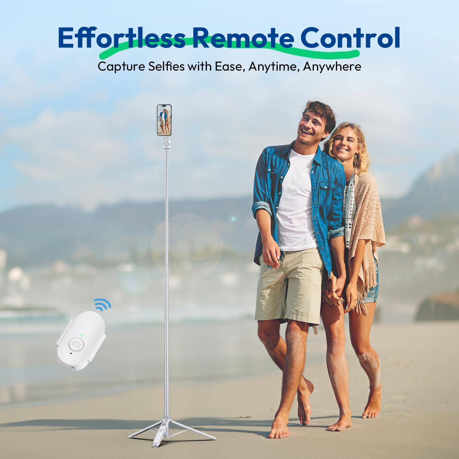 Effortless Remote Control  
Capture Selfies with Ease, Anytime, Anywhere