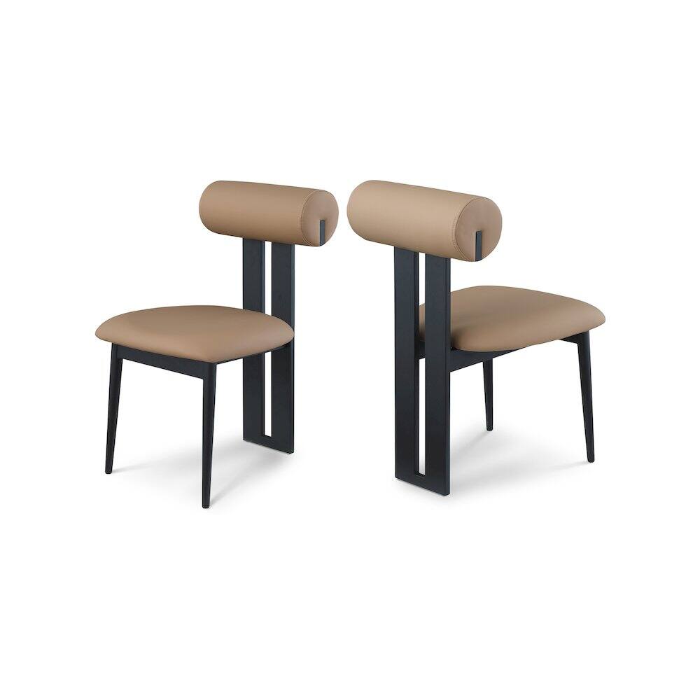 Front. Meridian Furniture - Dario Tan Vegan Leather Dining Chair, Set of 2 - Brown.