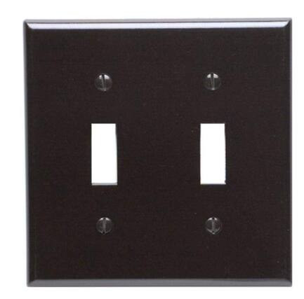 Front. Leviton - Leviton Brown 2 gang Thermoset Plastic Toggle Wall Plate 1 pk - Brown.