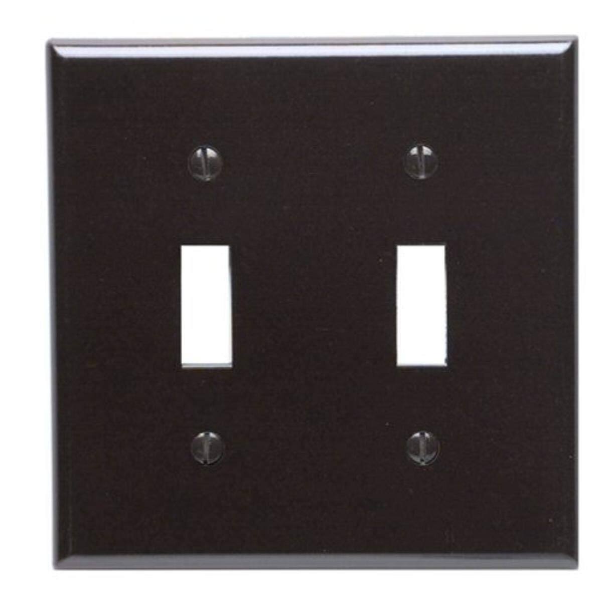 Front. Leviton - Leviton Brown 2 gang Thermoset Plastic Toggle Wall Plate 1 pk - Brown.