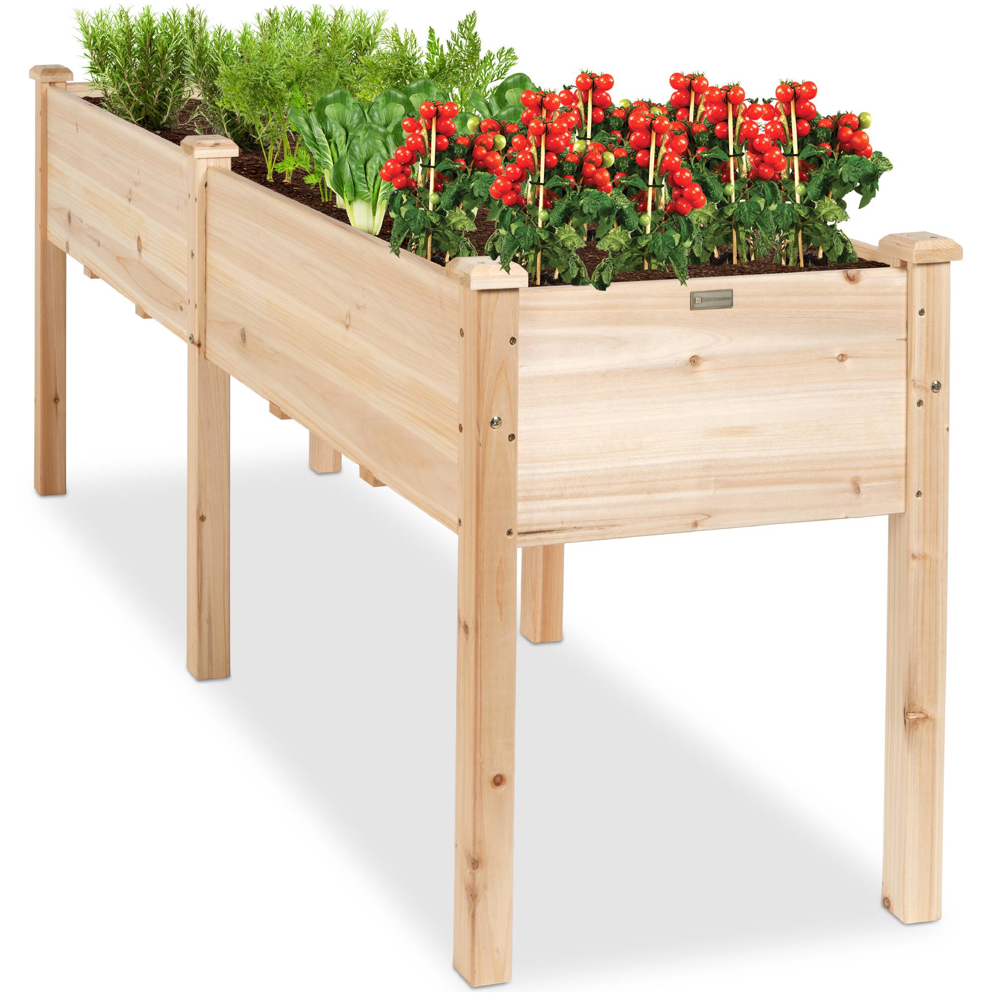 Front. Best Choice Products - Best Choice Products 72x24x30in Raised Garden Bed, Elevated Wood Planter Box for Patio w/ Divider Panel - Natural - Natural.