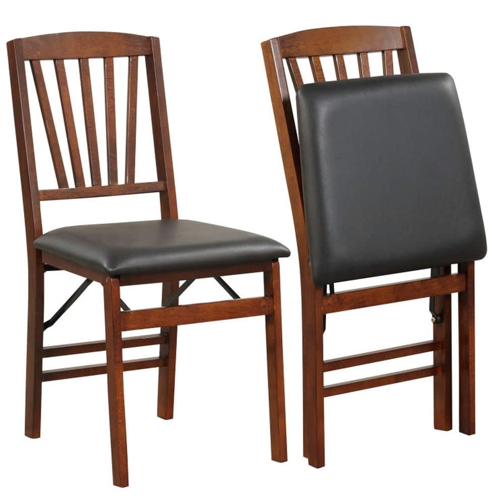 Kadyn - Dining Chairs, Kitchen Chairs Trattoria Chairs,Set of 2 Folding Chairs with Padded Seat and Rubber Wood Frame - Brown