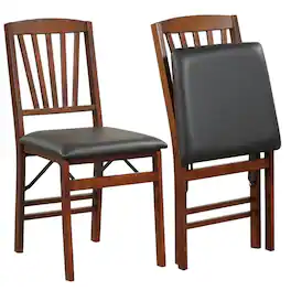 Kadyn - Dining Chairs, Kitchen Chairs Trattoria Chairs,Set of 2 Folding Chairs with Padded Seat and Rubber Wood Frame - Brown