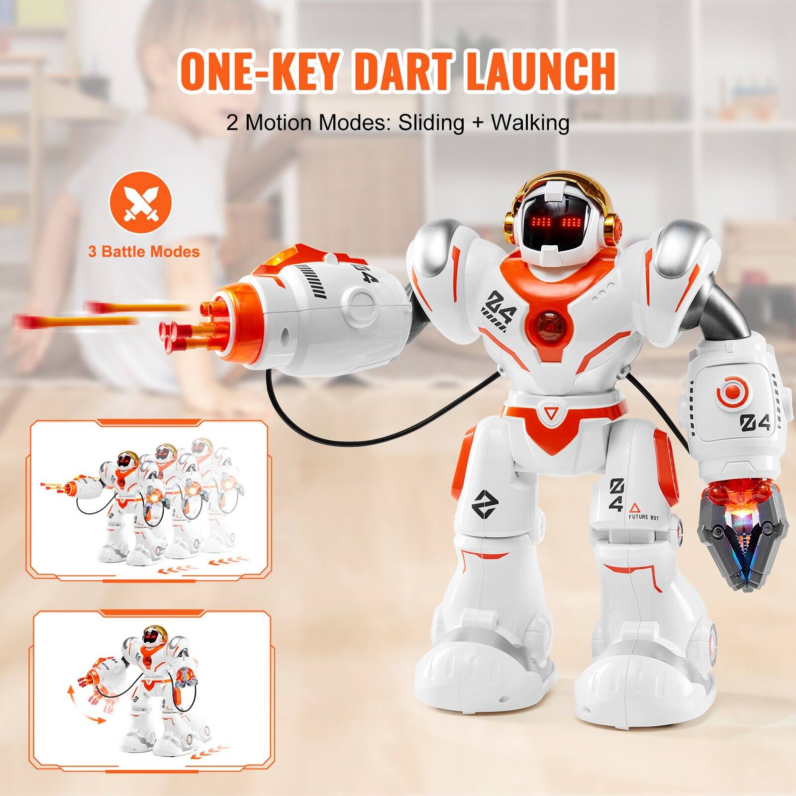 ONE-KEY DART LAUNCH  
2 Motion Modes: Sliding + Walking  
3 Battle Modes