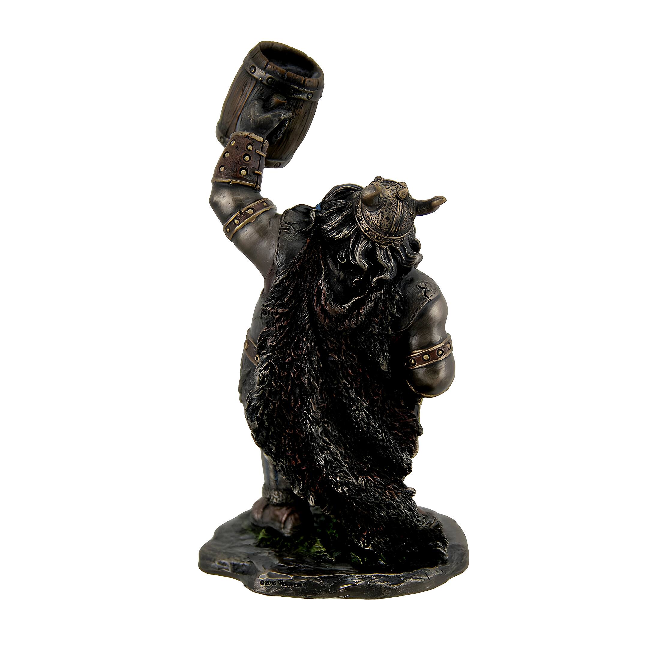 Alt View 2. Veronese Design - Viking Warrior Toasting the Dead Statue Figurine - Brown.