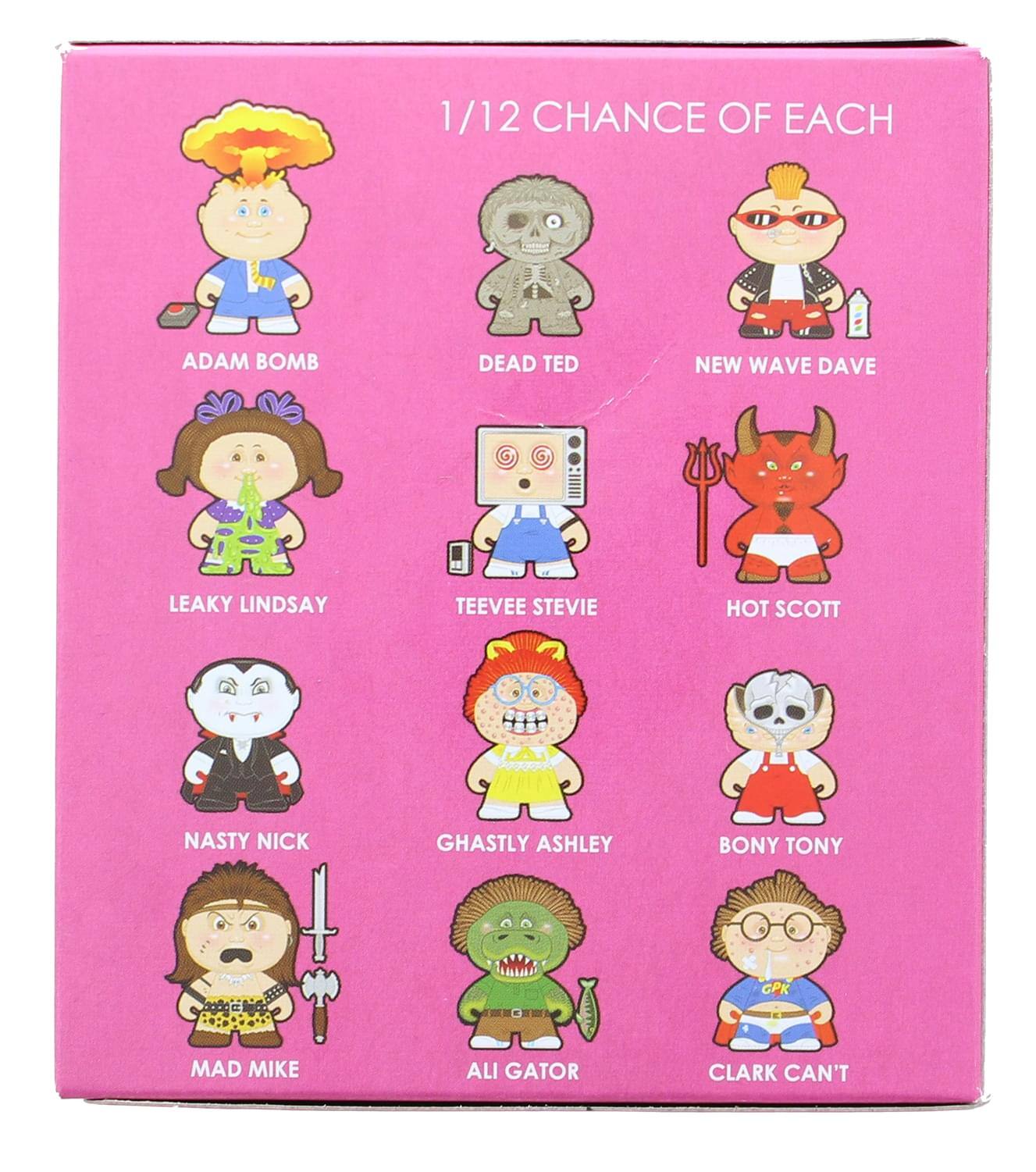 1/12 CHANCE OF EACH

ADAM BOMB  
DEAD TED  
NEW WAVE DAVE  
LEAKY LINDSAY  
TEEVEE STEVIE  
HOT SCOTT  
NASTY NICK  
GHASTLY ASHLEY  
BONY TONY  
MAD MIKE  
ALI GATOR  
CLARK CAN'T