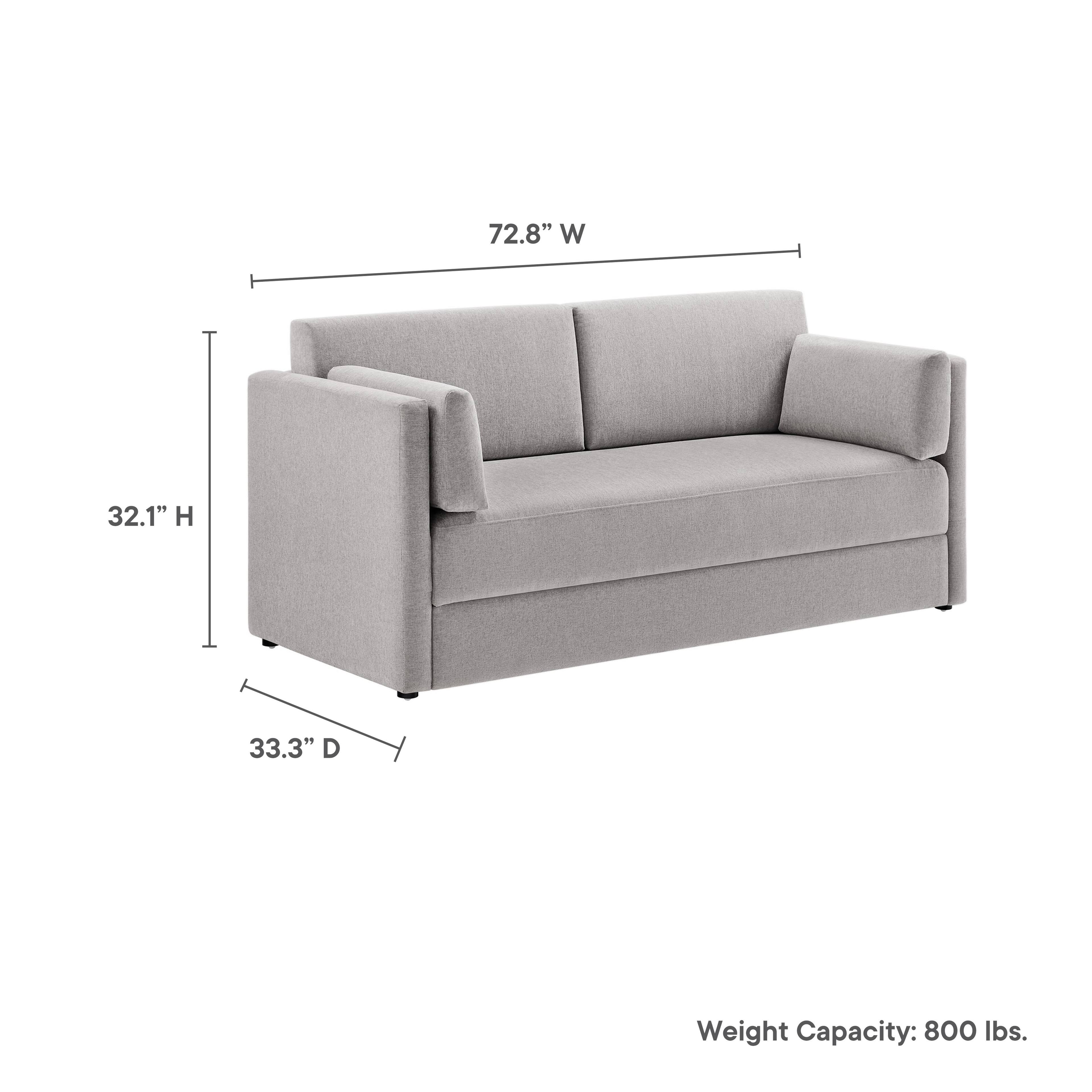 72.8" W x 32.1" H x 33.3" D  
Weight Capacity: 800 lbs.