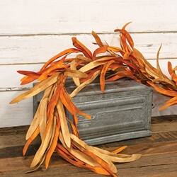 Angle. BreeBe - Soft Touch Tucson Yucca Leaves Garland - 5 Ft. - Orange, Cream.