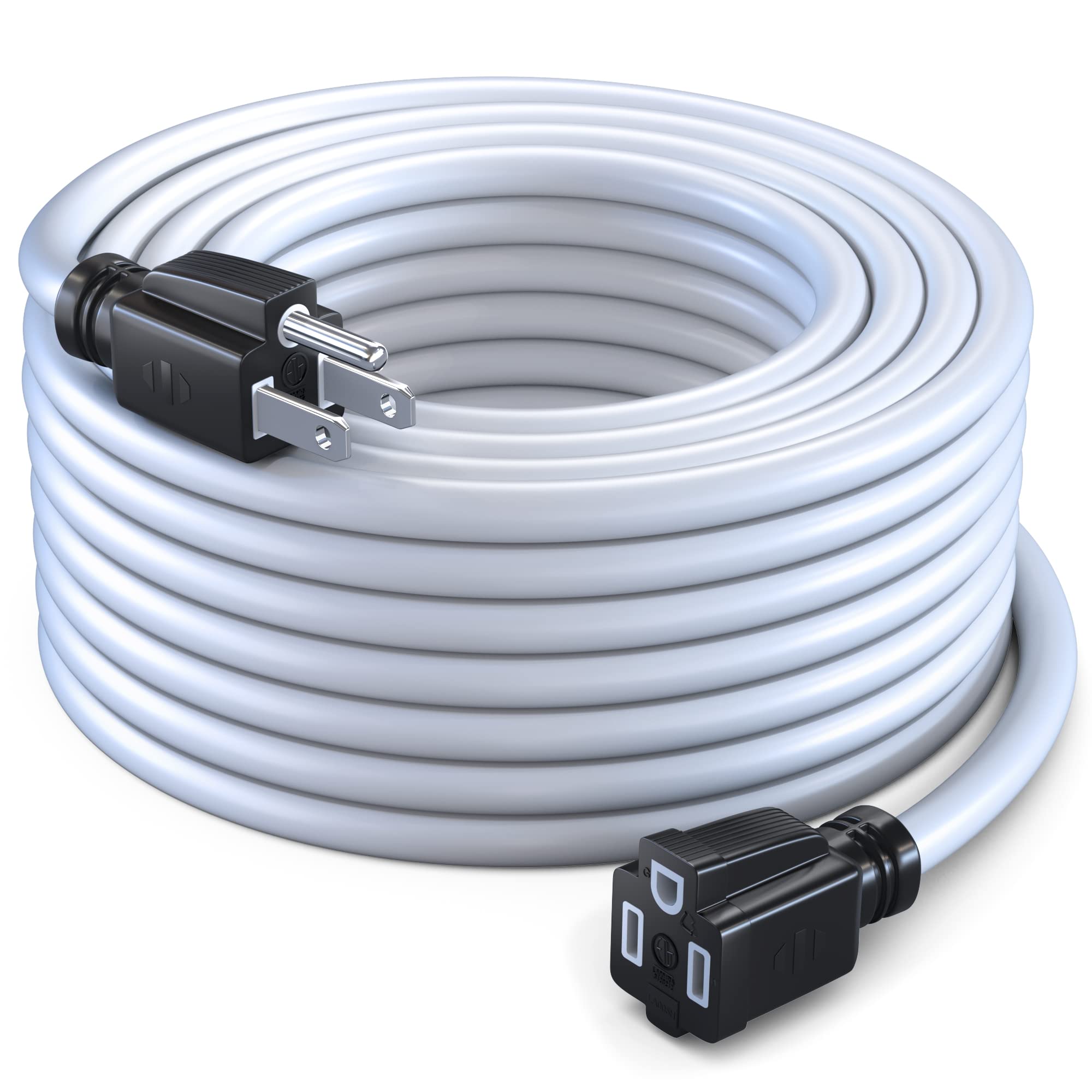 Front. Maximm - Extension Cord 50 Ft – Indoor & Outdoor Power Cords, 16 AWG SJTW, Heavy Duty, ETL Listed - White.